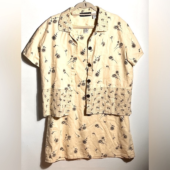 Sag Harbor Dresses & Skirts - Sag Harbor Yellow & Grey Vintage Floral Linen Cotton Dress and Top 14
